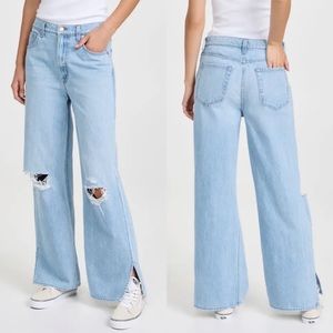 MOTHER The Fun Dip Distressed High Waist Puddle Wide Leg Jeans Lots of Nibbles